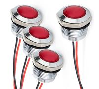 Gebildet 4 pièces 110V-230V 20 mA indicateur d'économie d'énergie Lampe indicateur en métal étanche Lampe de signalisation Taille du Trou 16 mm LED Rouge (tête de Surface sphérique)