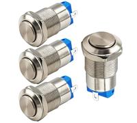 Gebildet 4pcs 12mm 3A 12V/24V/125V/250V AC Autobloquant Interrupteur Bouton Poussoir Étanche en Cuivre Nickelé On Off Bouton-Poussoir Interrupteur(Tête Haute)