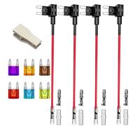 Gebildet 4pcs 12V-24V 20A Petite Add-A-Circuit Porte-fusible Voiture, Adaptateur Lame Porte-fusible ATM, avec 6 pièces de Fusible à Lame et 1 pièce de Extracteur