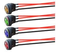 Gebildet 4pcs 12V-24VDC/10A Précâblé Interrupteurs à Bascule avec LED Lumière,3Pin SPST Étanche Rond Bouton de Commande Commutateur on/Off,pour Voiture Auto Bateau Camion(Rouge/Jaune/Bleu/Vert)