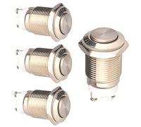 Gebildet 4pcs 16mm 5A/12V/24V/125V/250V Verrouillage Interrupteur à Bouton Poussoir à Vis en Acier Inoxydable Interrupteur Etanche à l'eau (Haute Tête)