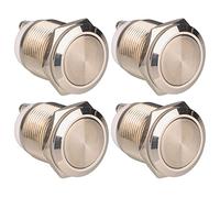 Gebildet 4pcs 19mm 5A/12V/24V/125V/250V Verrouillage Interrupteur à Bouton Poussoir à Vis en Acier Inoxydable Interrupteur Etanche à l'eau(Tête Plate)