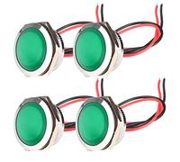 Gebildet 4pcs AC/DC 12-24V 20mA Indicateur D'économie D'énergie Indicateur Lumineux en Métal Lampe de Signalisation étanche Taille du Trou 22mm LED Vert (Tête de Surface Sphérique)