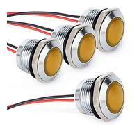 Gebildet 4pcs AC/DC 12-24V 20mA Indicateur D'économie D'énergie Indicateur Lumineux en Métal Lampe de Signalisation Etanche Taille du Trou 16mm LED Orange (Tête de Surface Sphérique)