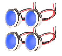 Gebildet 4pcs AC/DC 12-24V 20mA Indicateur D'économie D'énergie Indicateur Lumineux en Métal Lampe de Signalisation étanche Taille du Trou 22mm LED Bleue (Tête de Surface Sphérique)