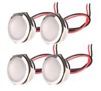 Gebildet 4pcs AC/DC 12-24V 20mA Indicateur D'économie D'énergie Indicateur Lumineux en Métal Lampe de Signalisation étanche Taille du Trou 22mm LED Blanche (Tête de Surface Sphérique)