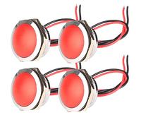 Gebildet 4pcs AC/DC 12-24V 20mA Indicateur D'économie D'énergie Indicateur Lumineux en Métal Lampe de Signalisation étanche Taille du Trou 22mm LED Rouge (Tête de Surface Sphérique)