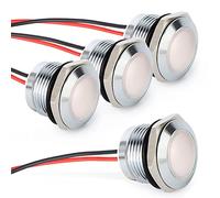Gebildet 4pcs AC/DC 12-24V 20mA Indicateur D'économie D'énergie Indicateur Lumineux en Métal Lampe de Signalisation Etanche Taille du Trou 16mm LED Blanche (Tête de Surface Sphérique)