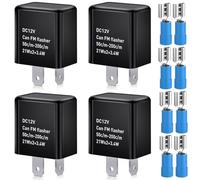 Gebildet 4pcs Universel 12V 2Broches Relais de Clignotant, Relais de Clignotant Électronique la Vitesse Réglable, pour Feux Clignotants ou Indicateurs de Direction à LED (noir)