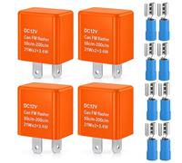 Gebildet 4pcs Universel 12V 2Broches Relais de Clignotant, Relais de Clignotant Électronique la Vitesse Réglable, pour Feux Clignotants ou Indicateurs de Direction à LED (Orange)