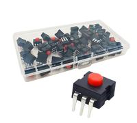 Gebildet 50pcs 12 * 12 Verrouillage Micro Mini Interrupteur Marche/arrêt/Marche NO/NC 1.5A 250V Interrupteur à Bouton-Poussoir Autobloquant pour Bricolage Lampe de Poche SMD Type KAN-13（Rouge）