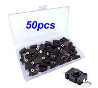 Gebildet 50Pcs Interrupteur à Bouton Poussoir Autobloquant KAN-28 pour Lampe de Poche SMD Type Mini Interrupteur Marche-arrêt (Broche Plate avec Trou)