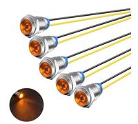 Gebildet 5pcs 10mm 230VAC LED Métal Voyant Étanche Signal Lampe (Jaune)
