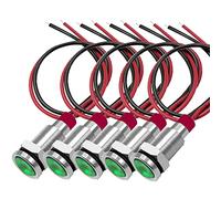 Gebildet 5pcs 10mm 3V-4.5V-5V-6V-7.5V-9V LED Métal Indicateur Lampe de Signalisation Étanche avec Fil (Vert)