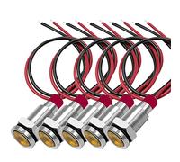 Gebildet 5pcs 10mm 3V-4.5V-5V-6V-7.5V-9V LED Métal Indicateur Lampe de Signalisation Étanche avec Fil (Orange)