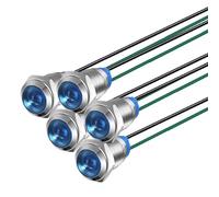 Gebildet 5pcs 10mm 3V-4,5V-5V-6V-7,5V-9VDC Lampe de Signalisation étanche avec Fil, Voyant LED à économie D'énergie en Métal (Bleu)
