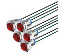 Gebildet 5pcs 10mm LED Métal Indicateur Lampe de Signalisation 3V-4.5V-5V-6V-7.5V-9V Étanche avec Fil,Rouge