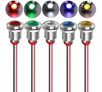 Gebildet 5Pcs 12mm AC/DC 12-24V LED Métal Indicateur Lumière éTanche Signal Lampe Pilote Tableau de Bord Directionnel Voiture Camion Bateau avec Fil