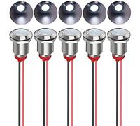 Gebildet 5pcs 12mm AC/DC 12-24V LED Métal Indicateur Lumière éTanche Signal Lampe Pilote Tableau de Bord Directionnel avec Fil(Blanc)