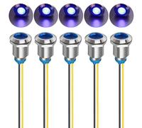 Gebildet 5pcs 12mm LED Métal Indicateur 230VAC Lumière Lampe de Signal étanche (Bleu)