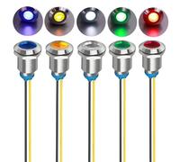 Gebildet 5Pcs 12mm LED Métal Indicateur 230VAC Lumière Lampe de Signal étanche (Vert/Orange/Rouge/Bleu/Blanc)