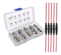 Gebildet 5pcs 5 x 20 mm AGC Portes-fusible en Ligne Type à vis Inline avec Fil 16 AWG + 150pcs 5 x 20 mm fusibles en Verre Coup Rapides pour Voiture (0.5A/1A/2A/3A/4A/5A/8A/10A/15A/20A)