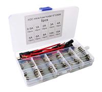 Gebildet 5pcs 6 x 30 mm AGC Portes-fusible en Ligne Type à vis Inline avec Fil 16 AWG + 100pcs 6 x 30 mm fusibles en Verre Coup Rapides pour Voiture (0.5A 1A 2A 3A 4A 5A 6A 8A 10A 15A)
