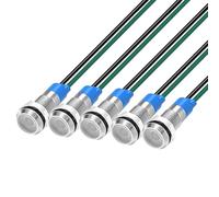Gebildet 5pcs 6mm 3V-4.5V-5V-6V-7.5V-9V LED Métal Indicateur Lampe de Signalisation Étanche avec Fil (Blanc)
