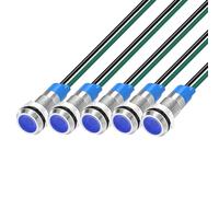Gebildet 5pcs 6mm 3V-4.5V-5V-6V-7.5V-9V LED Métal Indicateur Lampe de Signalisation Étanche avec Fil (Bleu)