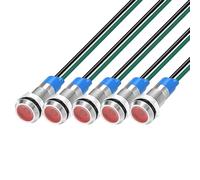 Gebildet 5pcs 6mm 3V-4,5V-5V-6V-7,5V-9VDC Étanche Signal Lampe avec Fil, LED Métal Voyant Économie D'énergie (Rouge)