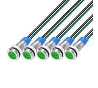 Gebildet 5pcs 6mm LED Métal Indicateur Lampe de Signalisation 3V-4.5V-5V-6V-7.5V-9V Étanche avec Fil,Vert