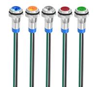 Gebildet 5pcs 8mm 3V-4.5V-5V-6V-7.5V-9V LED Métal Indicateur Lampe de Signalisation Étanche avec Fil (Rouge/Orange/Bleu/Vert/Blanc)