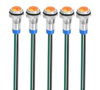 Gebildet 5pcs 8mm 3V-4.5V-5V-6V-7.5V-9V LED Métal Indicateur Lampe de Signalisation Étanche avec Fil (Orange)
