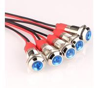 Gebildet 5pcs 8mm 3V-4.5V-5V-6V-7.5V-9V LED Métal Indicateur Lampe de Signalisation Étanche avec Fil (Bleu)