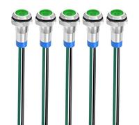 Gebildet 5pcs 8mm 3V-4.5V-5V-6V-7.5V-9V LED Métal Indicateur Lampe de Signalisation Étanche avec Fil (Vert)