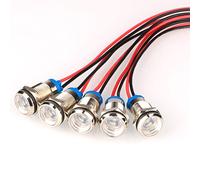 Gebildet 5pcs Blanc 10mm LED Métal Voyant AC/DC 12-24V Étanche Signal Lampe Pilote Dash Directionnel Voiture Camion Bateau avec Fil