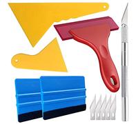 Gebildet 6 in 1 Kit de Outils de Installation pour Emballage Vinyle de Fenêtre de Voiture,avec Squeegee à la Fibre Noire,Squeegee au Silicone en Caoutchouc,Squeegee PP Jaune,Craft Coupe Couteau