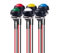 Gebildet 6pcs 12mm Précâblé Étanche Momentane Bouton Poussoir SPST ON/OFF 3A/250VAC,Déblocable Rond Bouton,pour Trompette de Voiture,PC,Sonnette de Maison