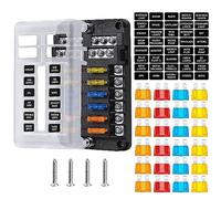 Gebildet Bloc de Fusibles 12 Circuits - Kit de Boîte Avec Panneau Étanche à l'Humidité et Indicateur D'Avertissement LED Pour Moto, Marine, Automobile, RV, Camion - DC 12-24V