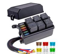 Gebildet Boîte Relais 12V et Fusible avec 5pcs Relais 5-Pin JD1914 40A et 1pc Relais 4-Pin 6 Fusibles à Lame ATC/ATO, Boîtier Relais Fusible Universel étanche pour Voiture Camion Automobile Bateau