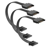 Gebildet Câble D'extension d'alimentation SATA 15 Broches, Câble SATA Mâle vers Femelle, Rallonge de Câble d'alimentation SATA, 32cm/12.5 Pouces, Noir (Lot de 3)
