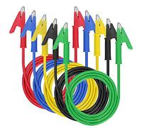 Gebildet Ensemble de Fils de Test Electriques à Pinces Crocodiles, Fils de Raccordement 15A Robustes avec Pinces de Protection en Cuivre, câbles en Silicone PVC, 5Couleurs, Longueur 100cm