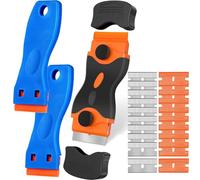 Gebildet Ensemble d'outils de Grattoir de Nettoyage, 1pc Grattoir à Double Tête + 2pcs Grattoirs en Plastique avec 20 Lames - Grattoir pour Plaque de Cuisson en Céramique/Grattoir à Film de Voiture
