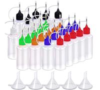 Gebildet Flacons Applicateurs à Embout - 30pcs 10ml Flacons Translucides et 30pcs Embouts Colorés, Livrés avec 5pcs Mini Entonnoirs pour Loisirs, Quilling, Peinture Acrylique