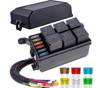 Gebildet Fusible 12 V et boîte de relais avec 5 relais JD1914 40 A à 5 broches et 1 relais à 4 broches 6 ATC/ATO, boîte de relais à fusible étanche universelle pour voiture, camion, bateau