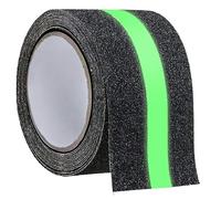 Gebildet Haute Adhérence Bande Anti-Glissement avec Phosphorescent, Vert Lumineux Ruban, Ruban Adhésive Antidérapant, Bande pour la Sécurité (5cm x 5m, Noir)