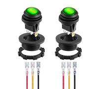 Gebildet Interrupteur à Bascule LED Vert étanche avec Coque Ronde 3Broches 12DC-20A/24VDC-10A pour Interrupteur à Bascule de Camion de Voiture Automobile Allumé/éteint-2Pack