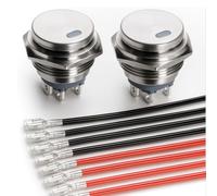 Gebildet Interrupteur à Bascule Rond Etanche en Acier Inoxydable 12-24 V/15 A, 22mm, LED Rouge, Marche/Arrêt, 4 Broches Lumineux Interrupteur à Basculer