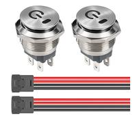 Gebildet Interrupteur à Bascule Rond Etanche en Acier Inoxydable 230V/10A, 22mm, LED Bleue, Marche/Arrêt, 4 Broches Lumineux Interrupteur à Basculer