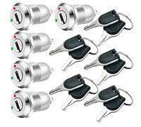 Gebildet Interrupteur à Clé en Métal 12mm Interrupteur à Clé Marche/Arrêt Verrouillage à Clé à Verrouillage Maintenu (Lot de 5)